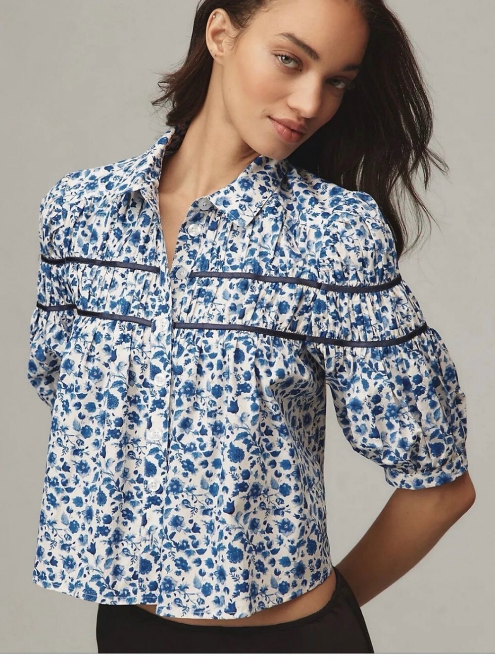 Leandra Shirred Yoke Blouse by Maeve Anthropologie